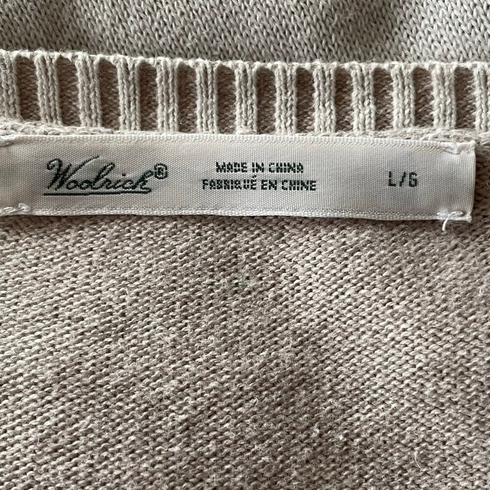 Woolrich Beige Multi-Texural Knit Fisherman's Sweater Women LARGE V-neck (flaw) - Picture 10 of 13